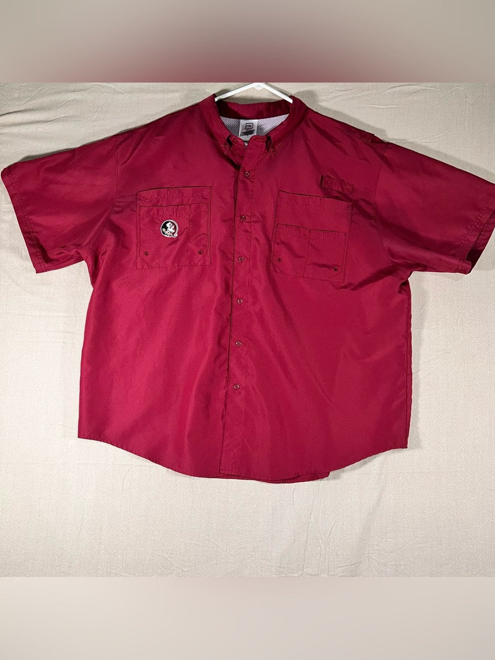 A-019 FSU Knights Apparel Short-Sleeve Button-Up Shirt in Burgundy
